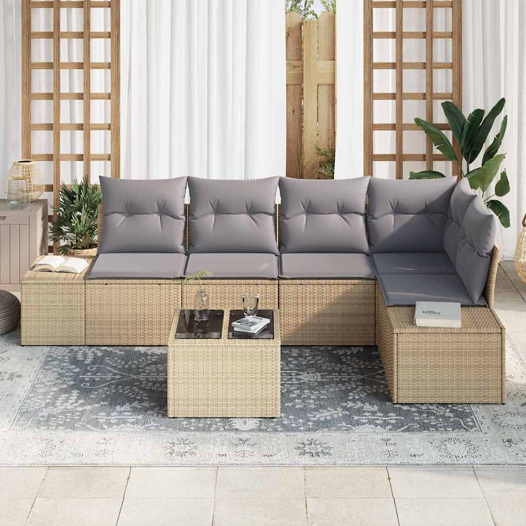 Garten-Sofa-Set mit Kissen 6 pcs Beige und Hellgrau